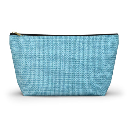 Bright Aqua Teal: Denim-Inspired Refreshing Blue Summer Fabric - Accessory Pouch w T-bottom