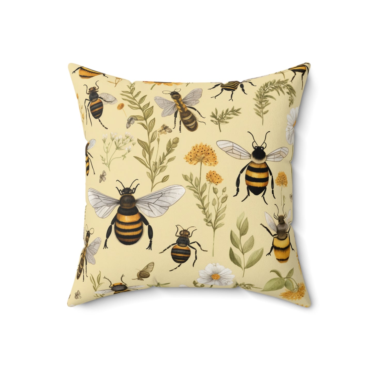 Whimsical Bees & Honeycombs Nature-Friendly Pattern Design Spun Polyester Square Pillow