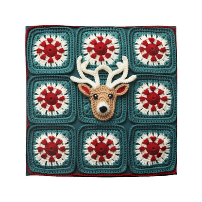 Christmas Reindeer Crochet, Wintry Wonderland Design, Festive Stag Motif. Embrace the Holiday Spirit - Microfiber Duvet Cover