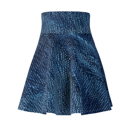 Dark Blue: Distressed Denim-Inspired Fabric Design - Women's Skater Skirt (AOP)