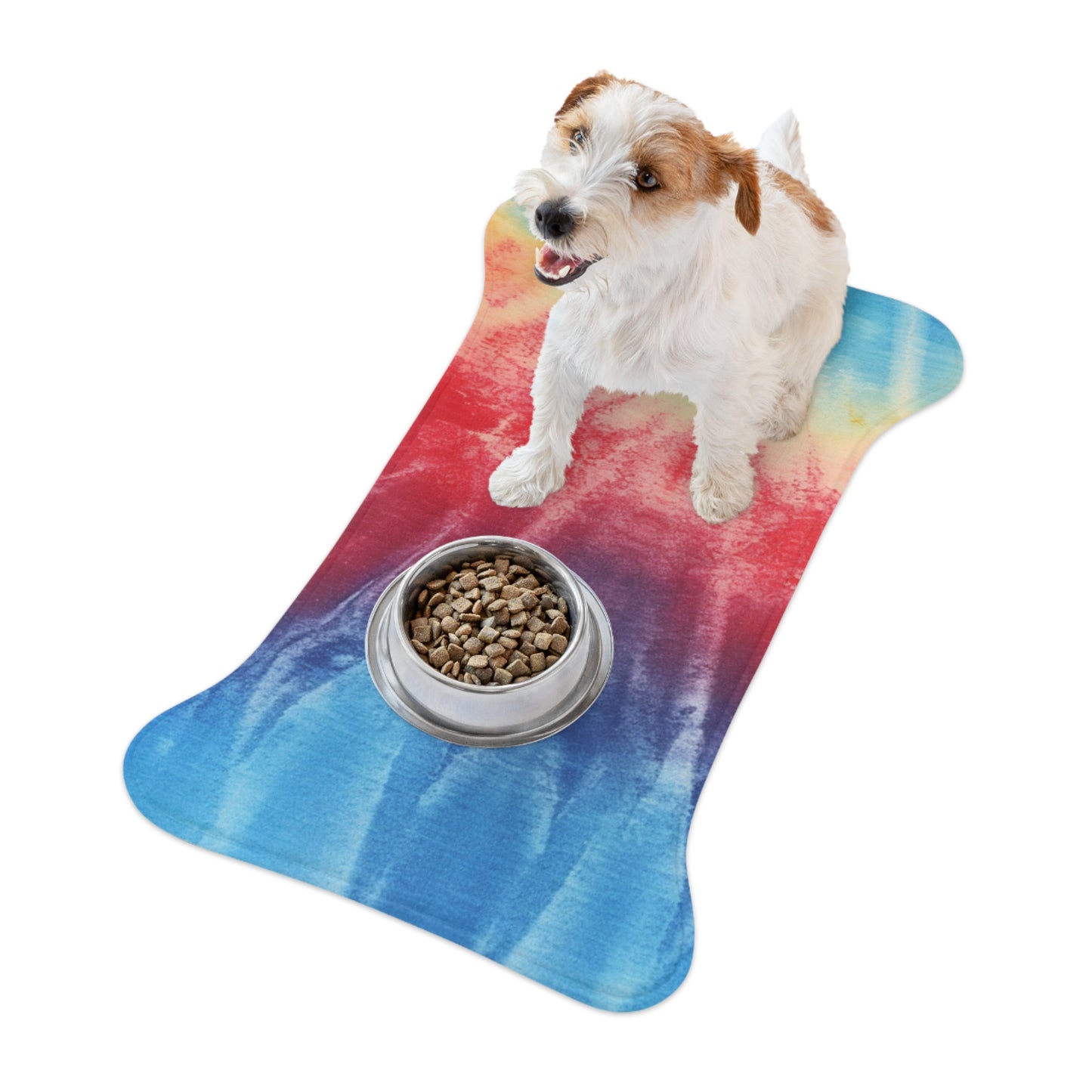 Rainbow Tie-Dye Denim: Vibrant Multi-Color, Fabric Design Spectacle - Dog & Pet Feeding Mats