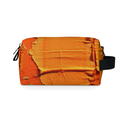 Fiery Citrus Orange: Edgy Distressed, Denim-Inspired Fabric - Toiletry Bag