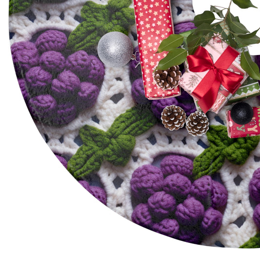 Crochet Grapes Pattern - Granny Square Design - Fresh Fruit Pick - Orchard Purple Snack Food - Christmas Tree Skirts