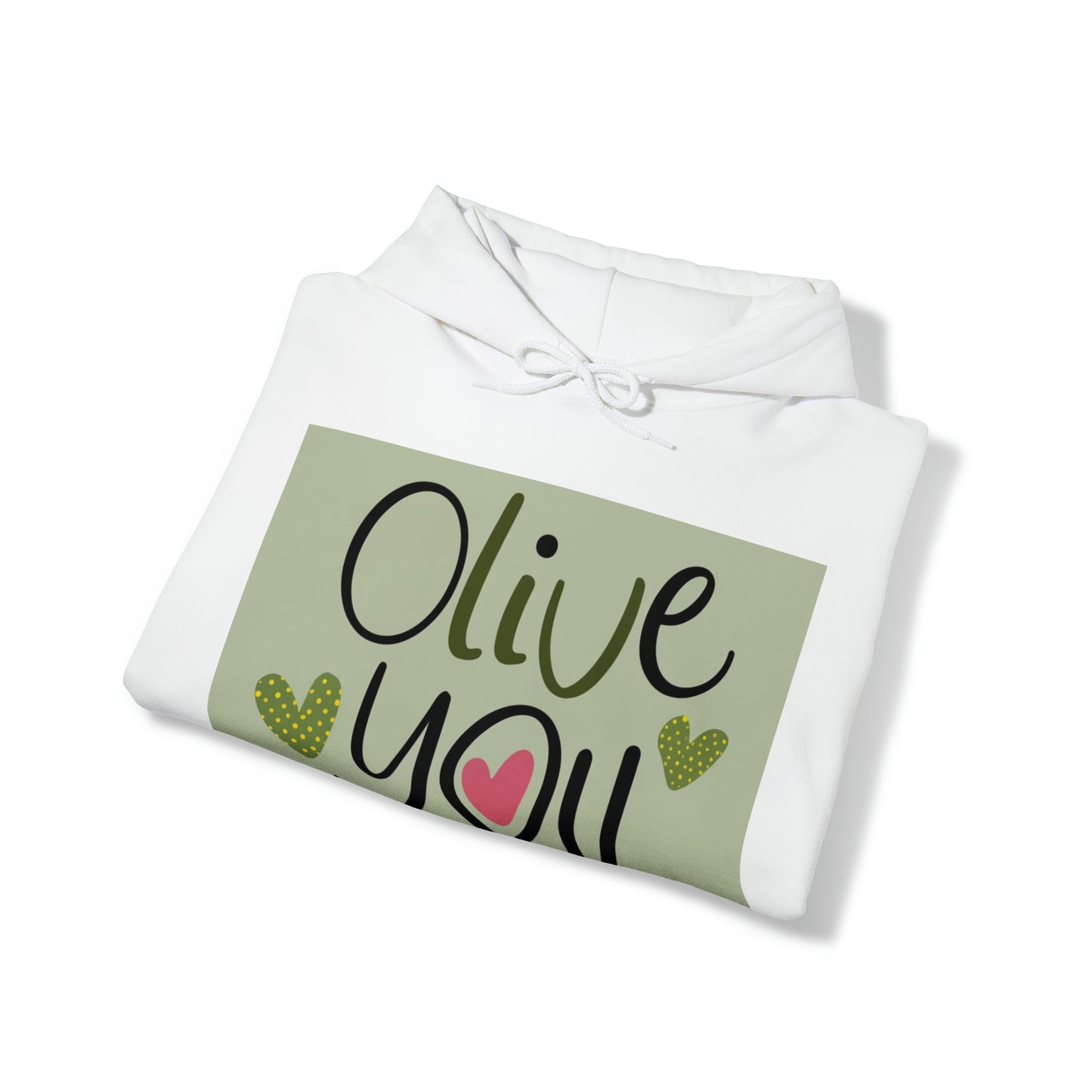 Olive You- Te amo - Divertido juego de palabras Meme que dice un regalo peculiar - Sudadera con capucha unisex Heavy Blend™