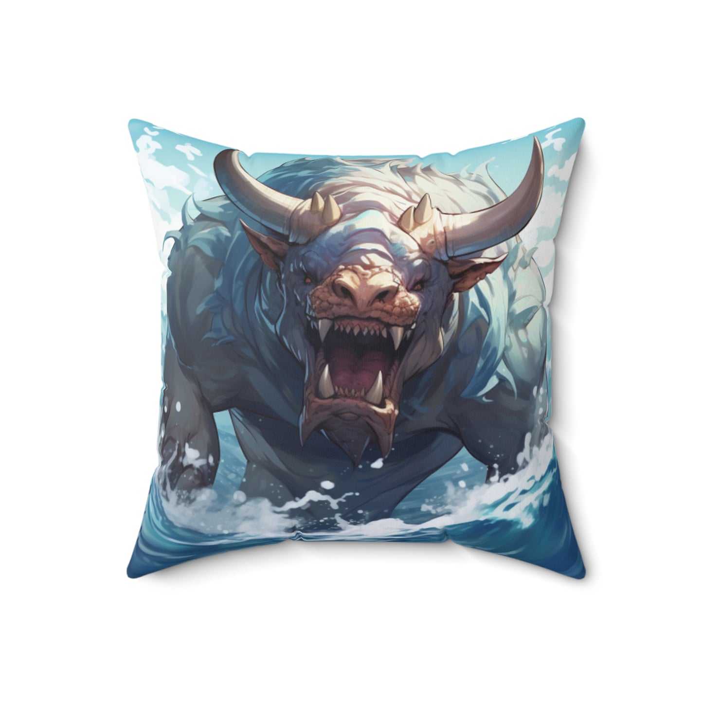 Bull Shark Fusion: Water Fantasy - Hybrid Ocean Marine Animal - Spun Polyester Square Pillow