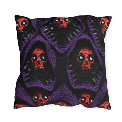 Grim Reaper Crochet Halloween Fright Scare Ghoul Fantasy Horror - Outdoor Pillows