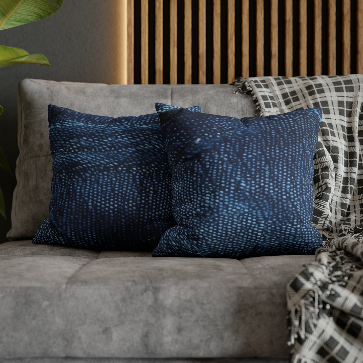 Dark Blue: Distressed Denim-Inspired Fabric Design - Spun Polyester Square Pillow Case