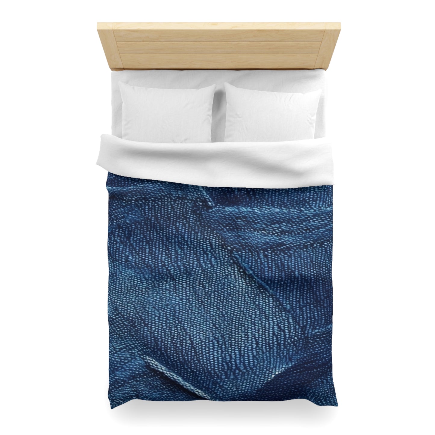 Dark Blue: Distressed Denim-Inspired Fabric Design - Microfiber Duvet Cover