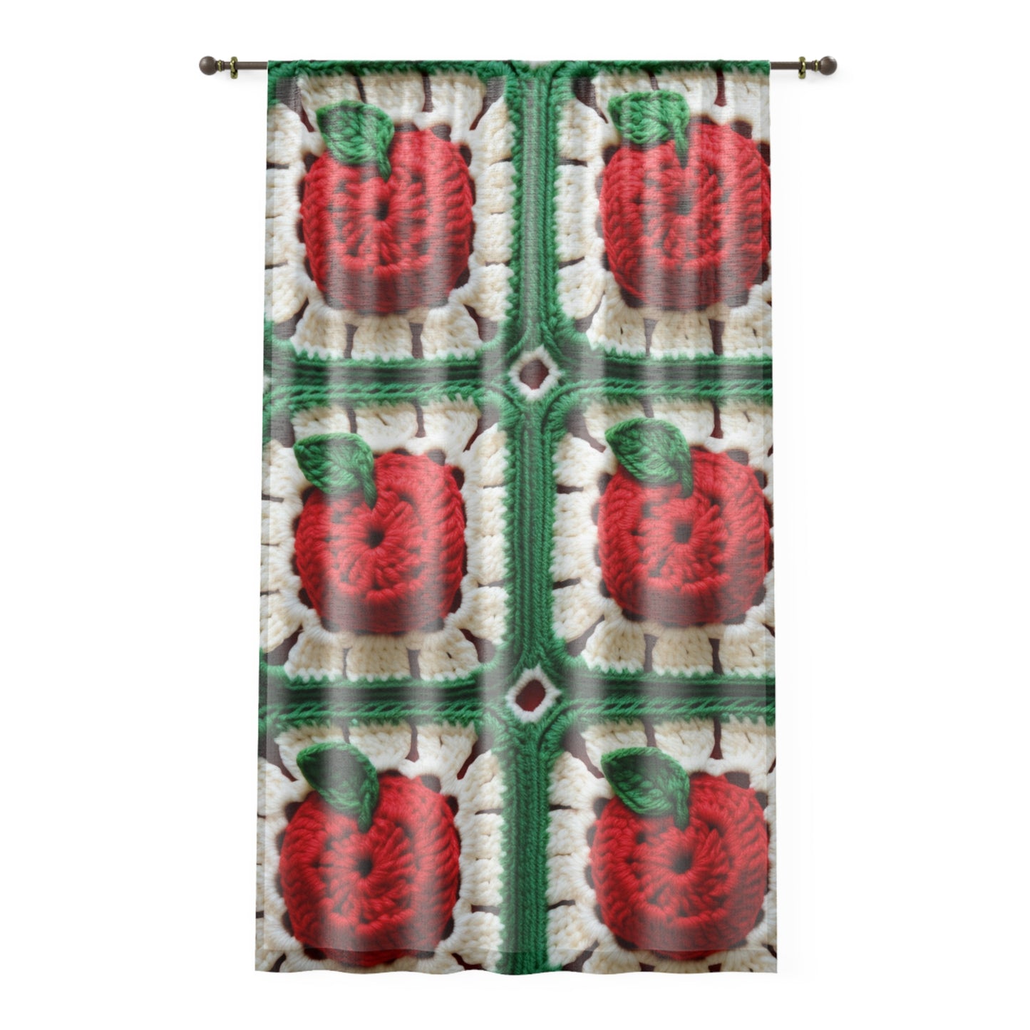 Apple Granny Square Crochet Pattern: Wild Fruit Tree, Delicious Red Design - Window Curtain