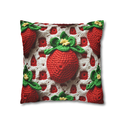 Strawberry Crochet Pattern - Amigurumi Strawberries - Fruit Design for Home and Gifts - Spun Polyester Square Pillow Case