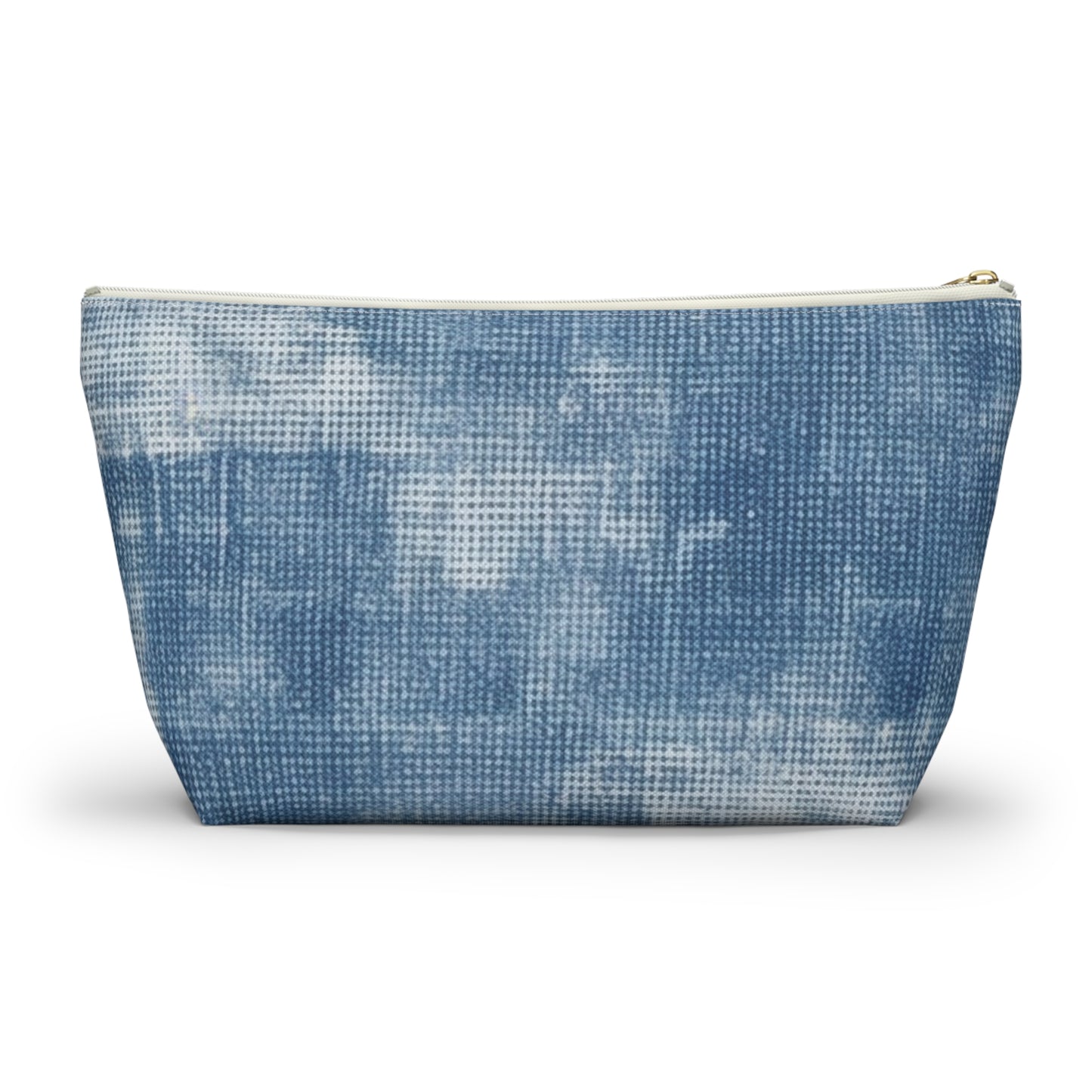 Faded Blue Washed-Out: Denim-Inspired, Style Fabric - Accessory Pouch w T-bottom