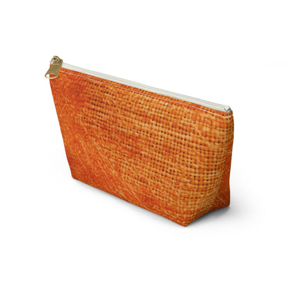 Burnt Orange/Rust: Denim-Inspired Autumn Fall Color Fabric - Accessory Pouch w T-bottom