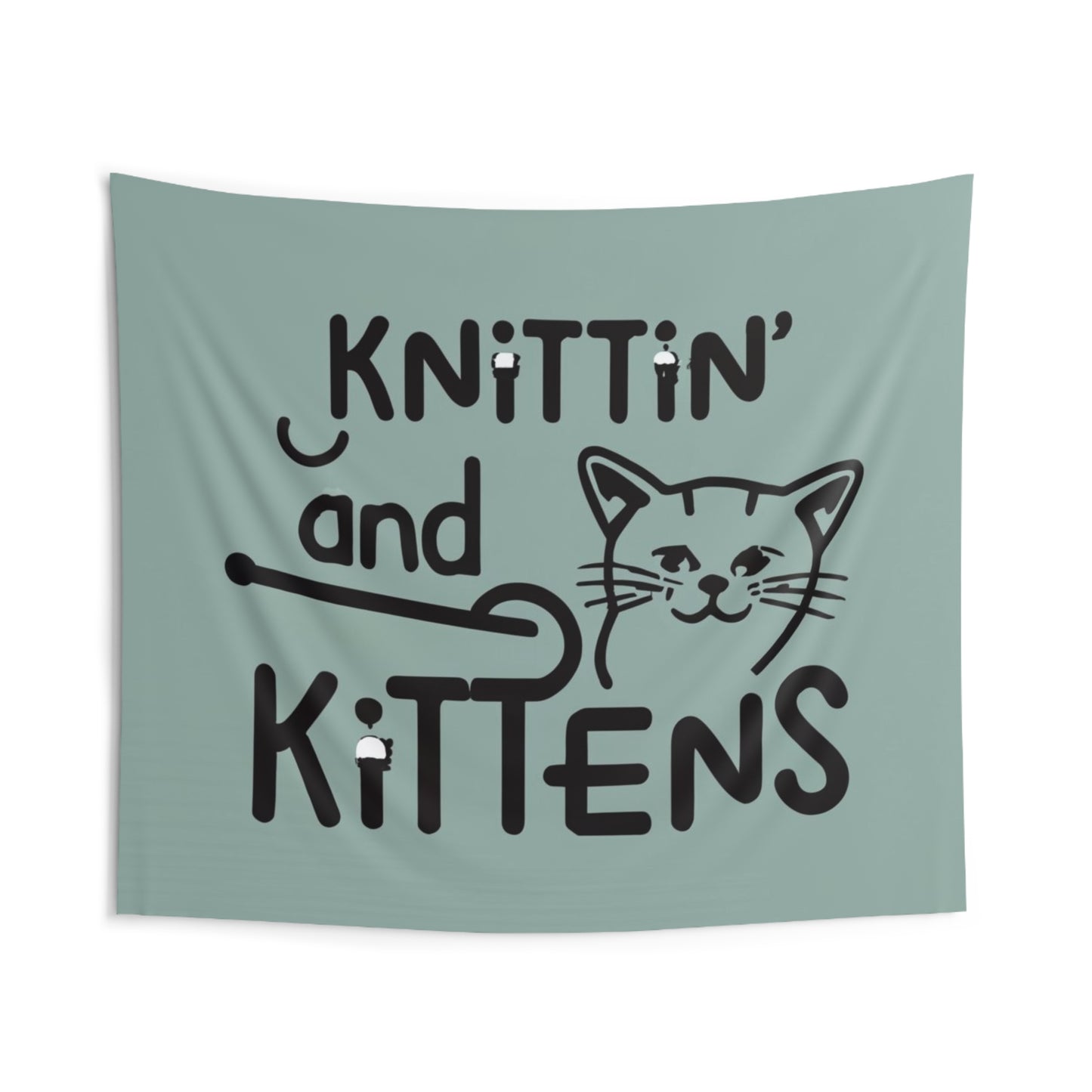 Knitting Whiskers: Purr-fect Kittin with Kittens Design - Indoor Wall Tapestries