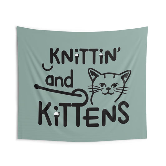 Knitting Whiskers: Purr-fect Kittin with Kittens Design - Indoor Wall Tapestries