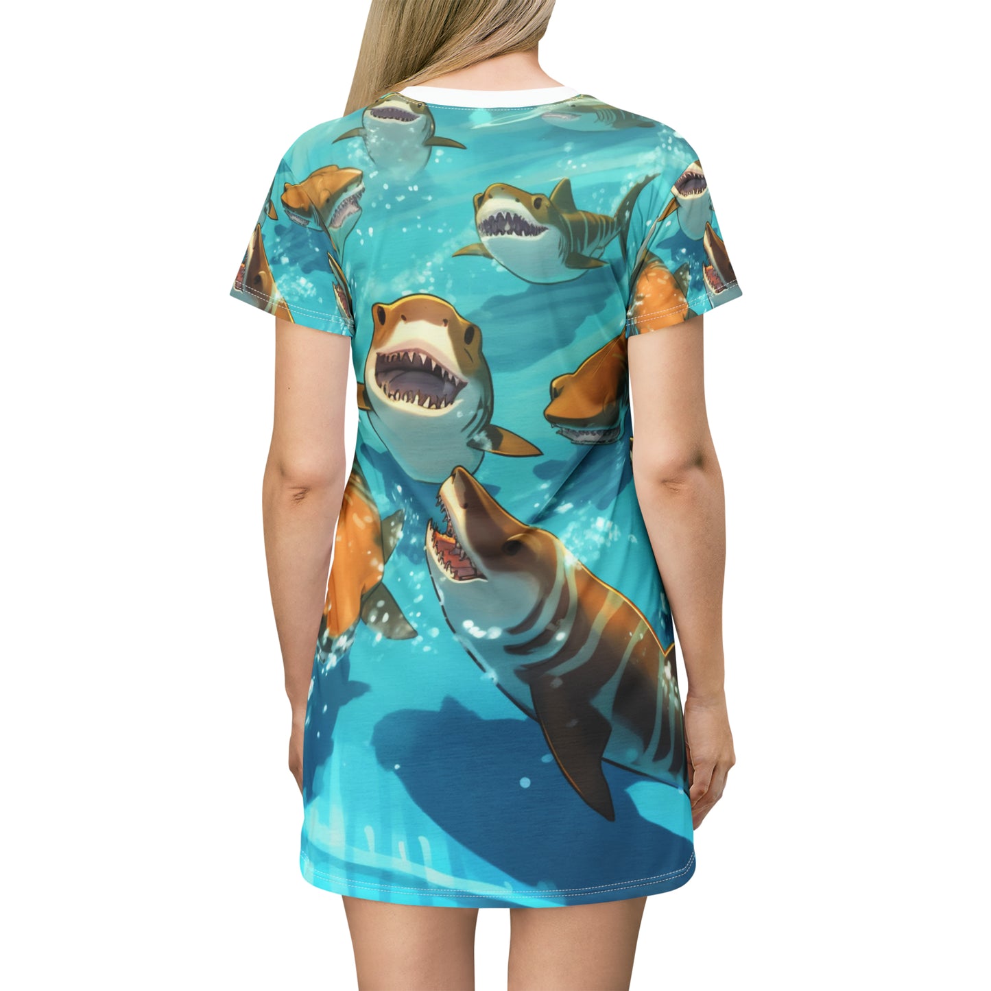 Tiger Shark: Ocean Marine Wildlife - Underwater - T-Shirt Dress (AOP)