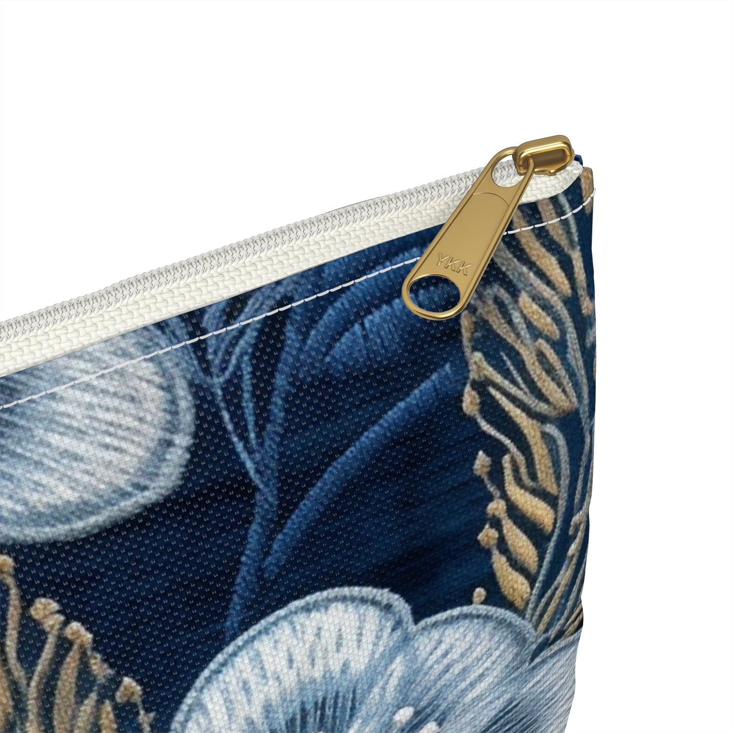 Flower Blossom Embroidery Floral on Denim Style - Accessory Pouch