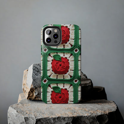 Apple Granny Square Crochet Pattern: Wild Fruit Tree, Delicious Red Design - Tough Phone Cases