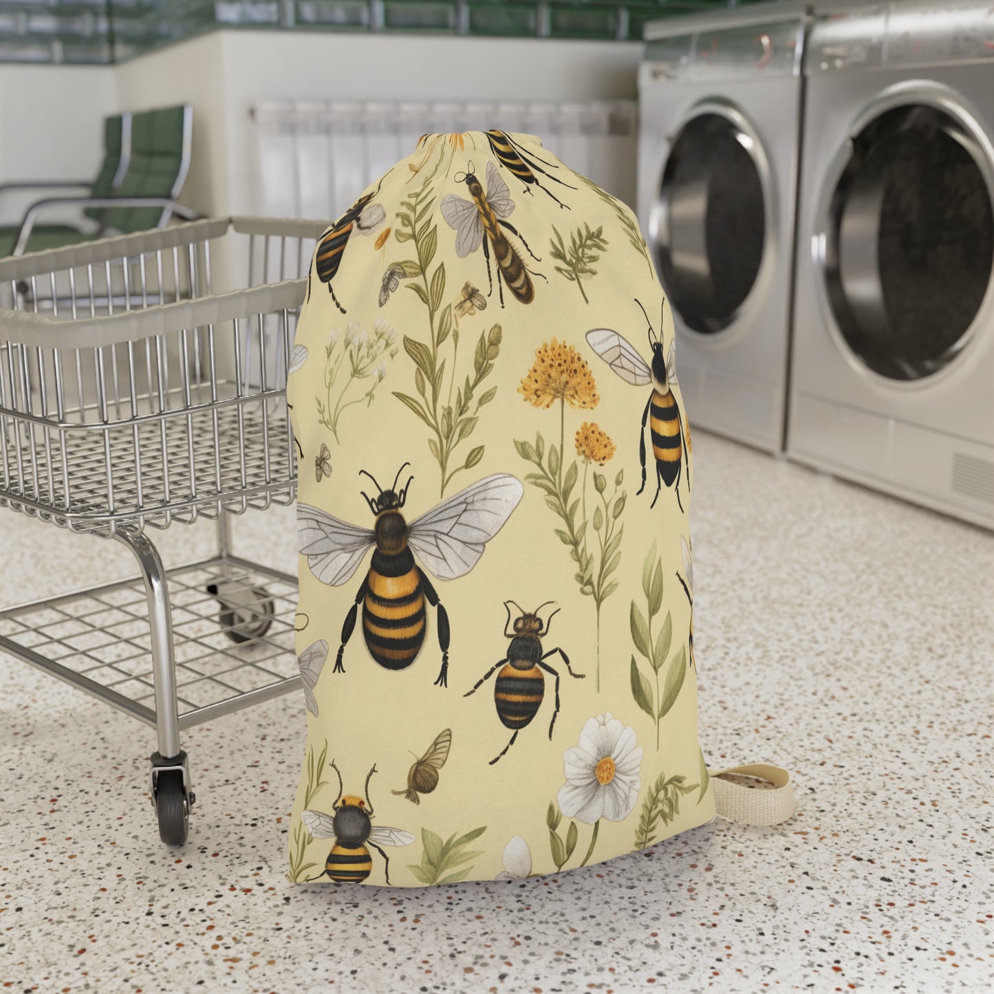 Whimsical Bees & Honeycombs Nature-Friendly Pattern Design Laundry Bag