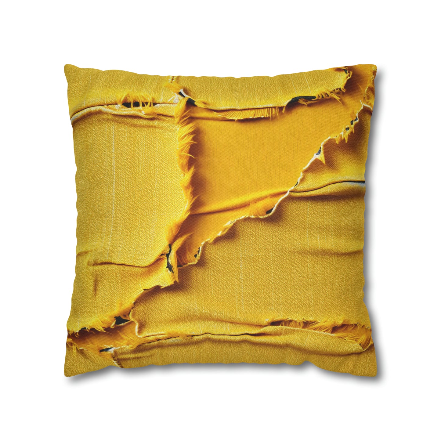 Banana Yellow Lemon: Bold Distressed, Denim-Inspired Fabric - Spun Polyester Square Pillow Case