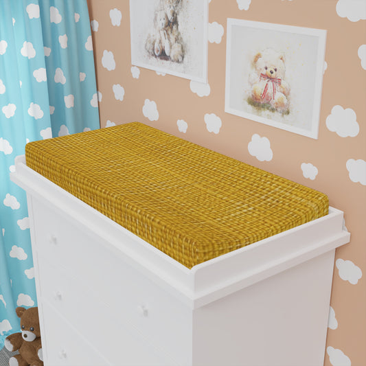 Radiant Sunny Yellow: Denim-Inspired Summer Fabric - Baby Changing Pad Cover