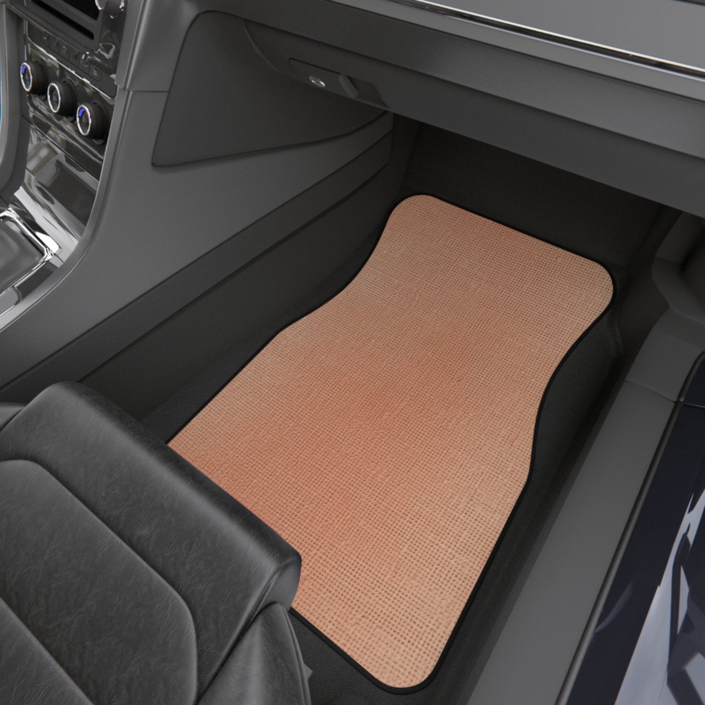 Soft Pink-Orange Peach: Denim-Inspired, Lush Fabric - Car Mats (Set of 4)