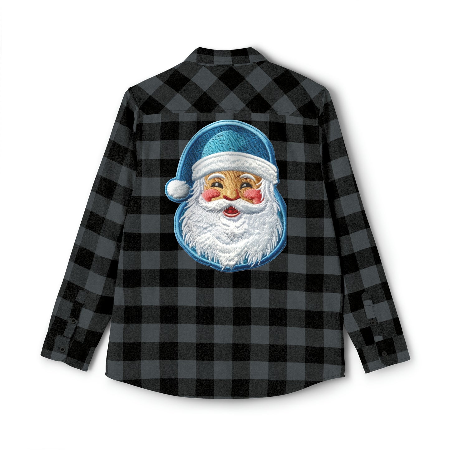 Blue Santa Chenille Patch Style - Unisex Flannel Shirt