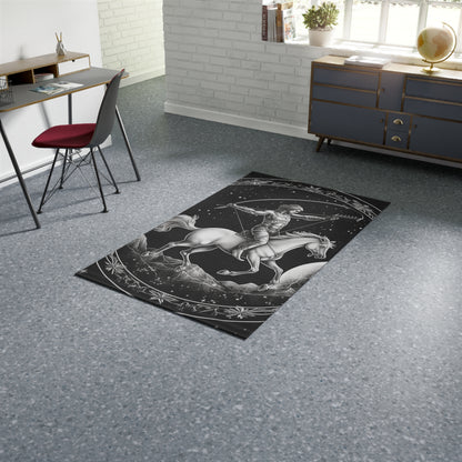 Sagittarius Zodiac Black & White Archer Design - Dobby Rug