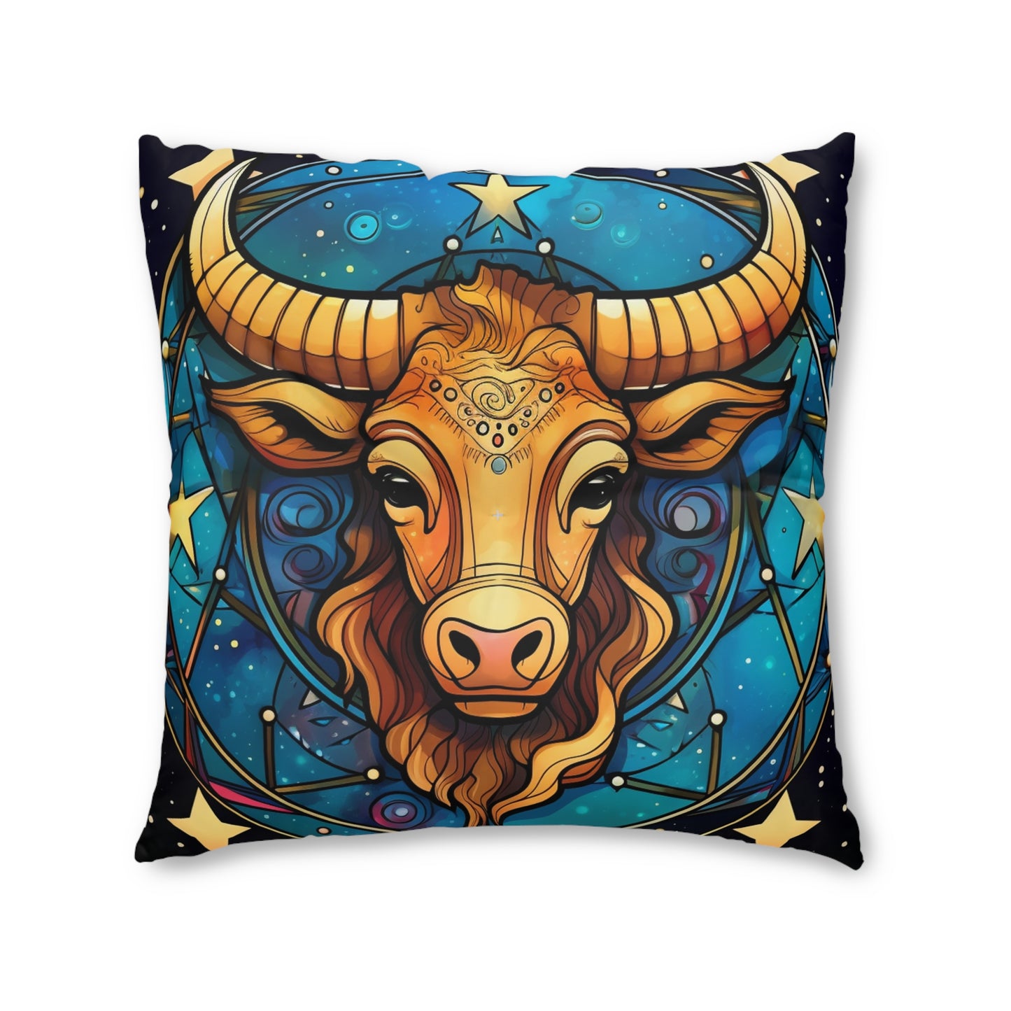 Taurus Constellation Zodiac Sign Astrology Cosmic Art - Tufted Floor Pillow, Square