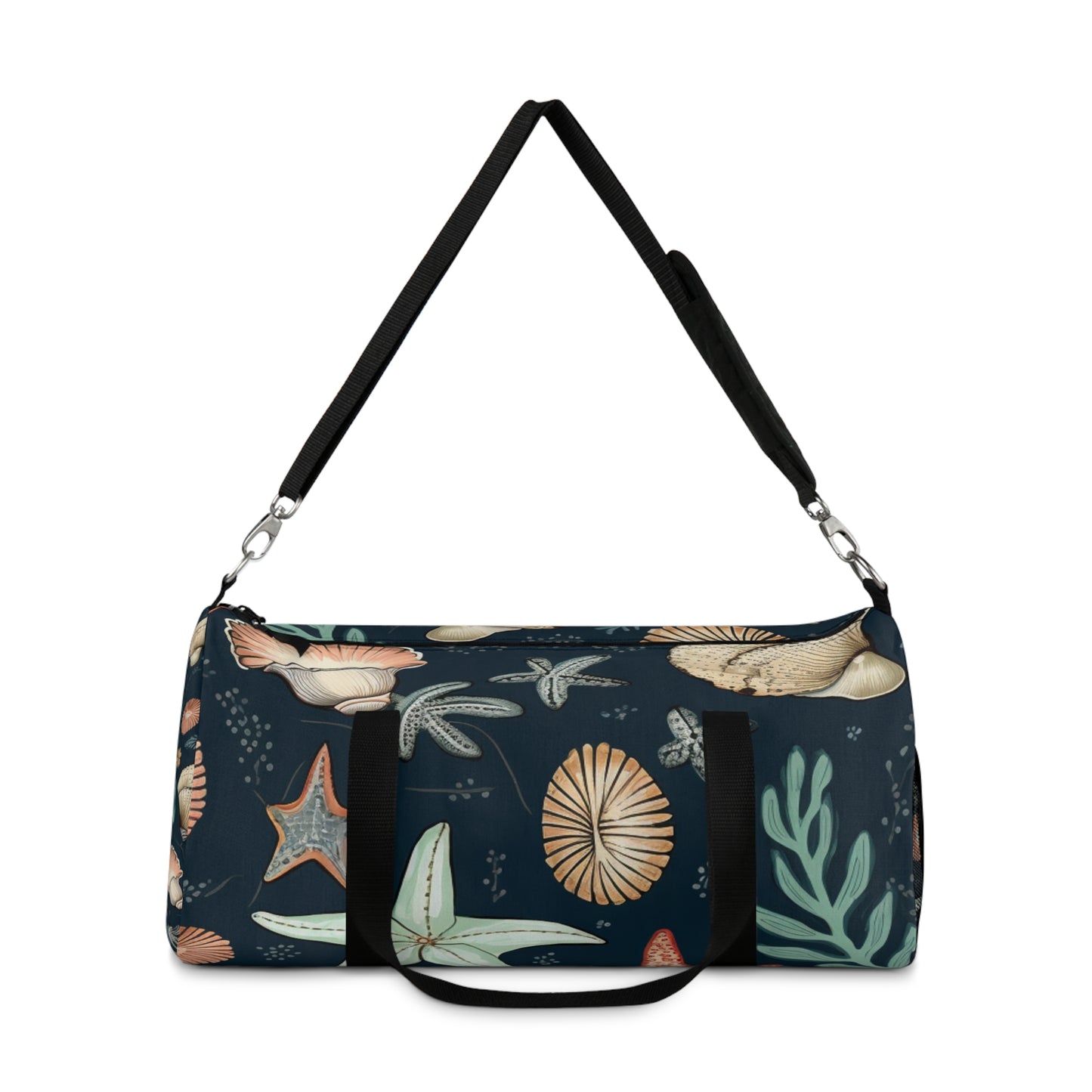 Hand-Drawn Seashells & Starfish Marine-Inspired Pattern Duffel Bag