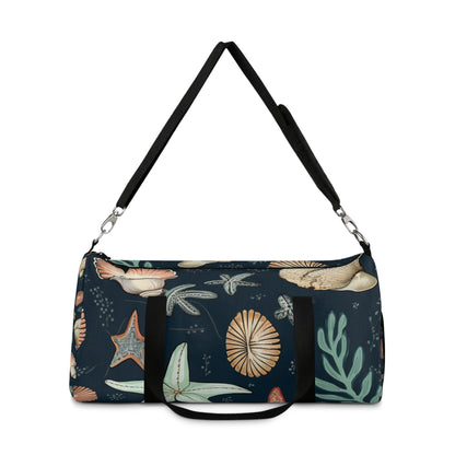 Hand-Drawn Seashells & Starfish Marine-Inspired Pattern Duffel Bag