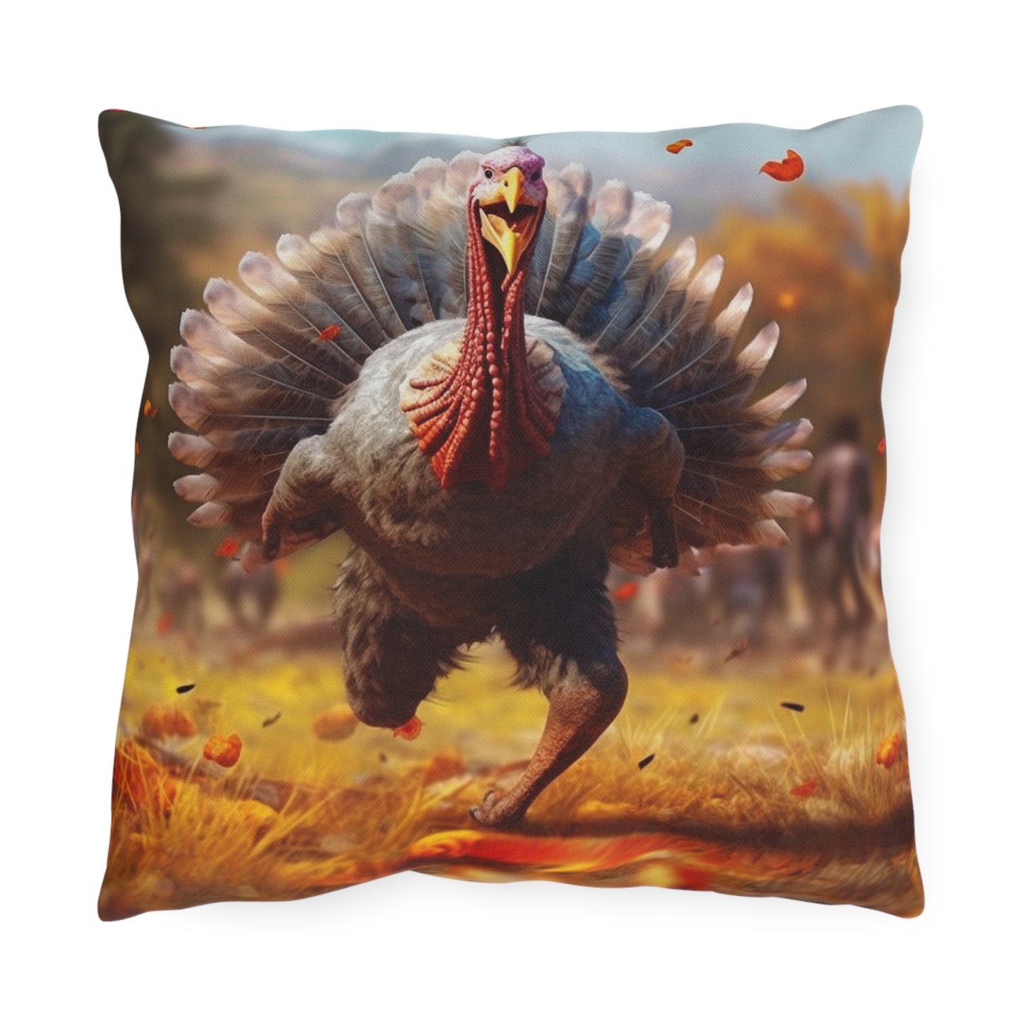 Thanksgiving Trot Turkey Run Athlete Sprint Racer Holiday Feast Dinner - Outdoor Pillows