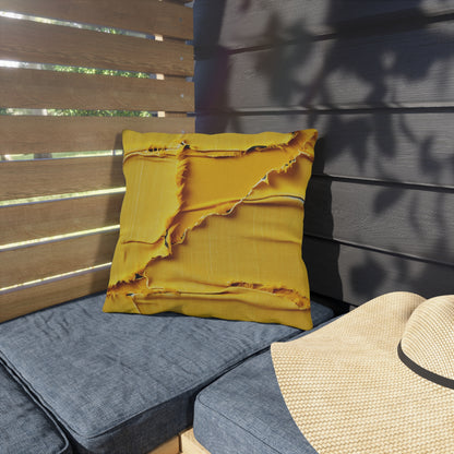 Banana Yellow Lemon: Bold Distressed, Denim-Inspired Fabric - Outdoor Pillows