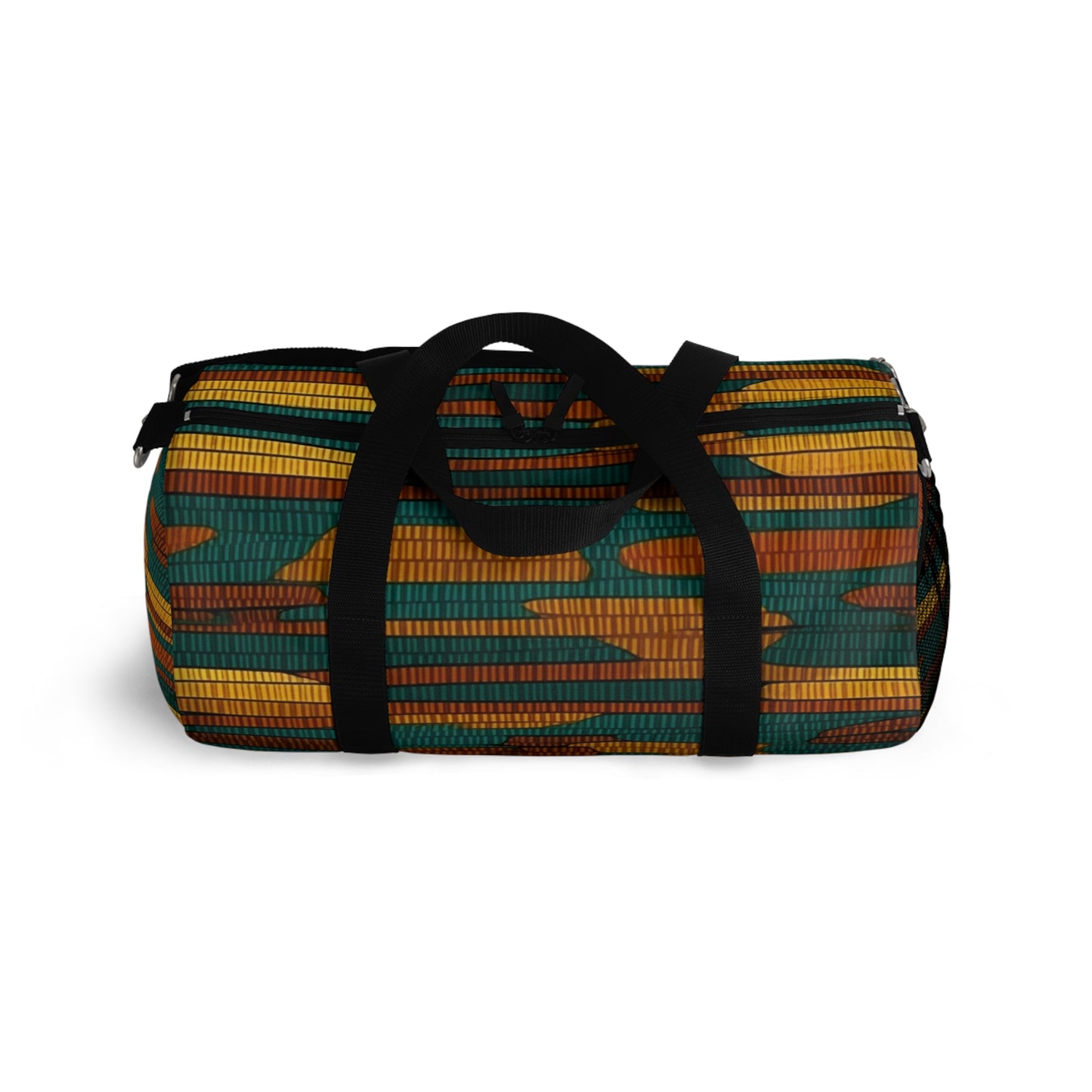 Teal & Dark Yellow Maya 1990's Style Textile Pattern - Intricate, Texture-Rich Art - Duffel Bag