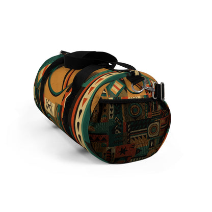 Earthy Tones Geometric Tribal-Inspired Pattern Design Duffel Bag