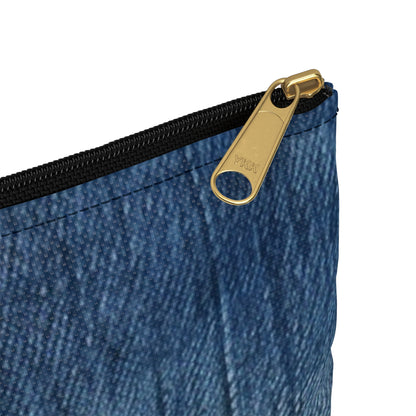 Indigo Splash: Washed Denim Reverie in Deep Blue - Accessory Pouch