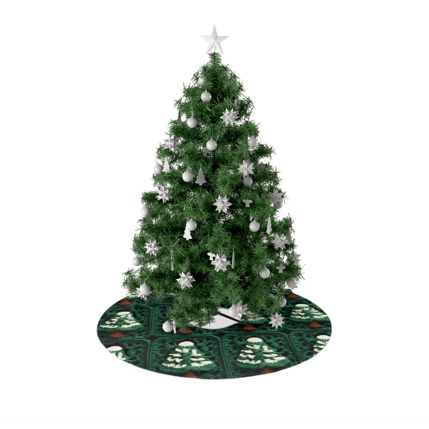 Evergreen Christmas Trees Crochet, Festive Pine Tree Holiday Craft, Yuletide Forest, Winter - Christmas Tree Skirts