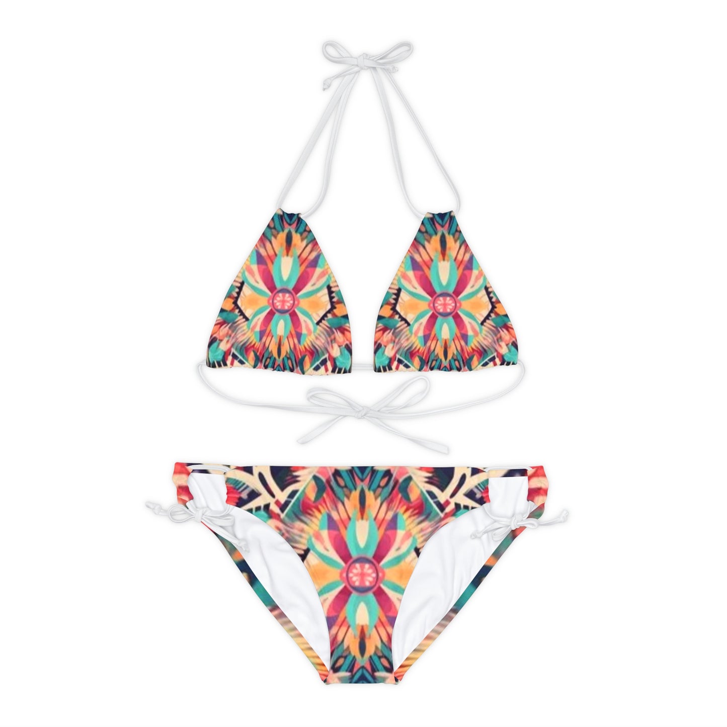 Boho Vibes: Handmade Summer Bohemian Print Pattern Artwork Strappy Bikini Set (AOP)