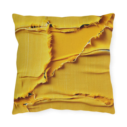 Banana Yellow Lemon: Bold Distressed, Denim-Inspired Fabric - Outdoor Pillows