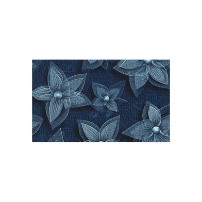 Hawaiian Flower Design - Denim-Inspired Decor Piece - Outdoor Rug