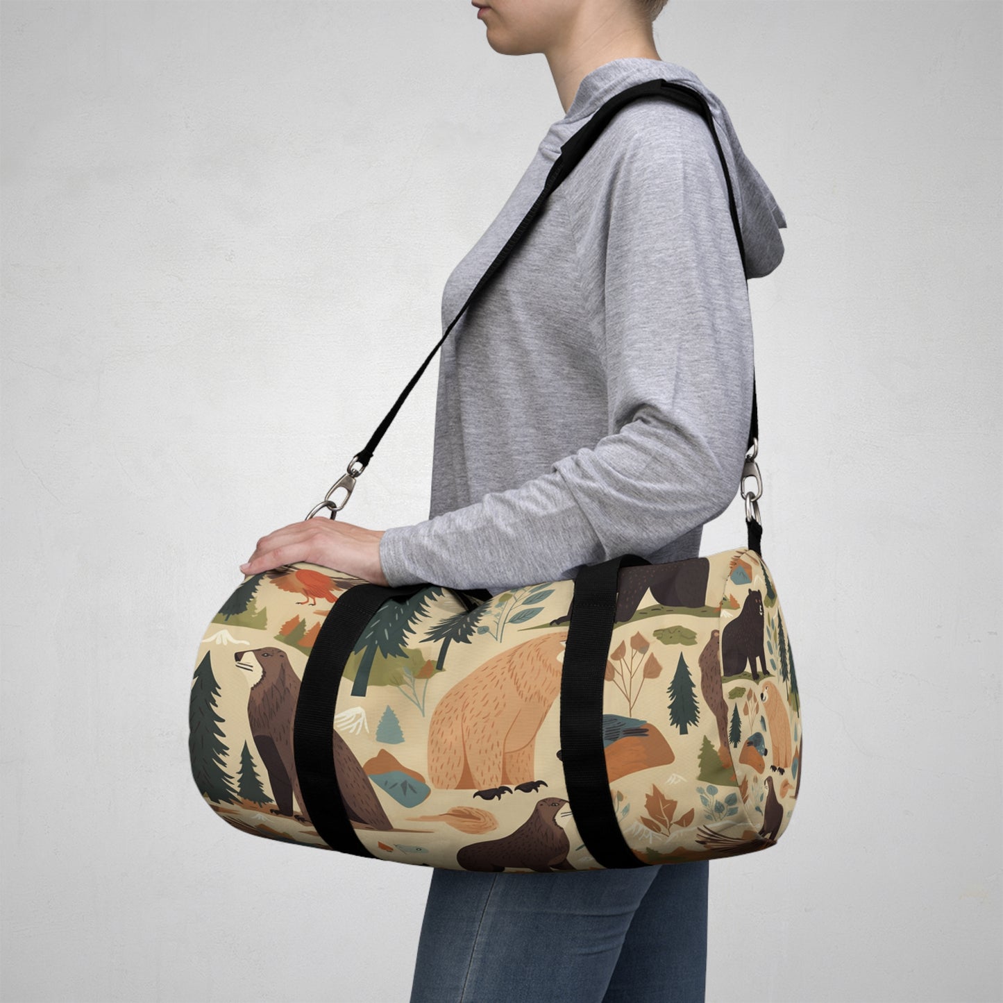 U.S. Wilderness Inspired: Grizzly Bears, Animals Pattern Duffel Bag