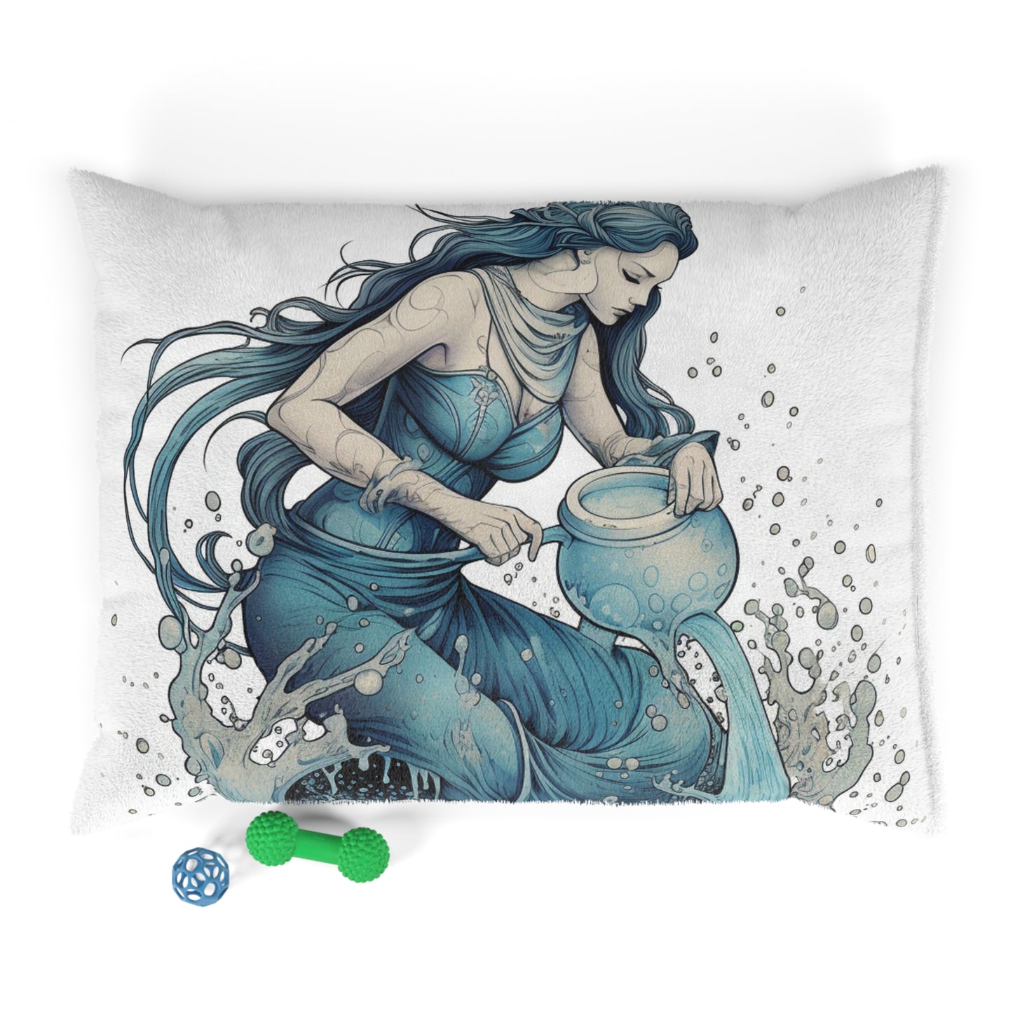 Aquarius Zodiac Symbol - Girl Pouring Water, Hand-Drawn Style - Pet Bed