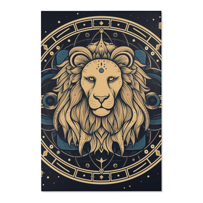 Leo Zodiac Sign - Mystic Circle Astrology Art Cosmic constellation - Area Rugs