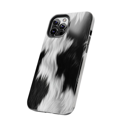 Cowhide on Hair Leather - Black and White - Designer Style - Tough Phone Cases