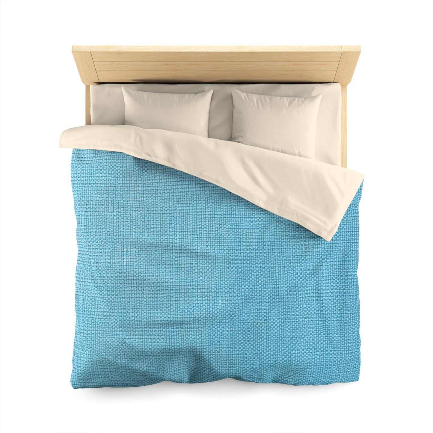 Bright Aqua Teal: Denim-Inspired Refreshing Blue Summer Fabric - Microfiber Duvet Cover