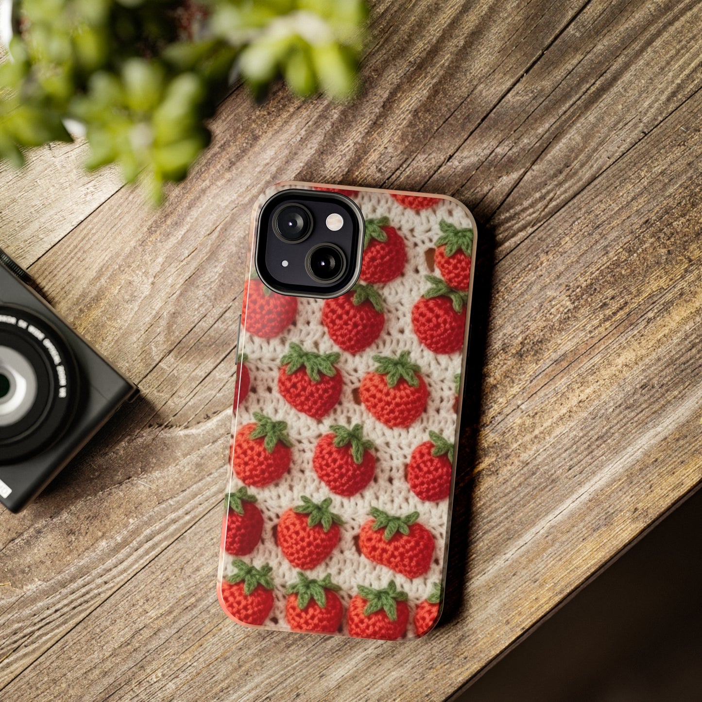 Strawberry Traditional Japanese, Crochet Craft, Fruit Design, Red Berry Pattern - Tough Phone Cases