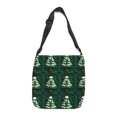 Evergreen Christmas Trees Crochet, Festive Pine Tree Holiday Craft, Yuletide Forest, Winter - Adjustable Tote Bag (AOP)