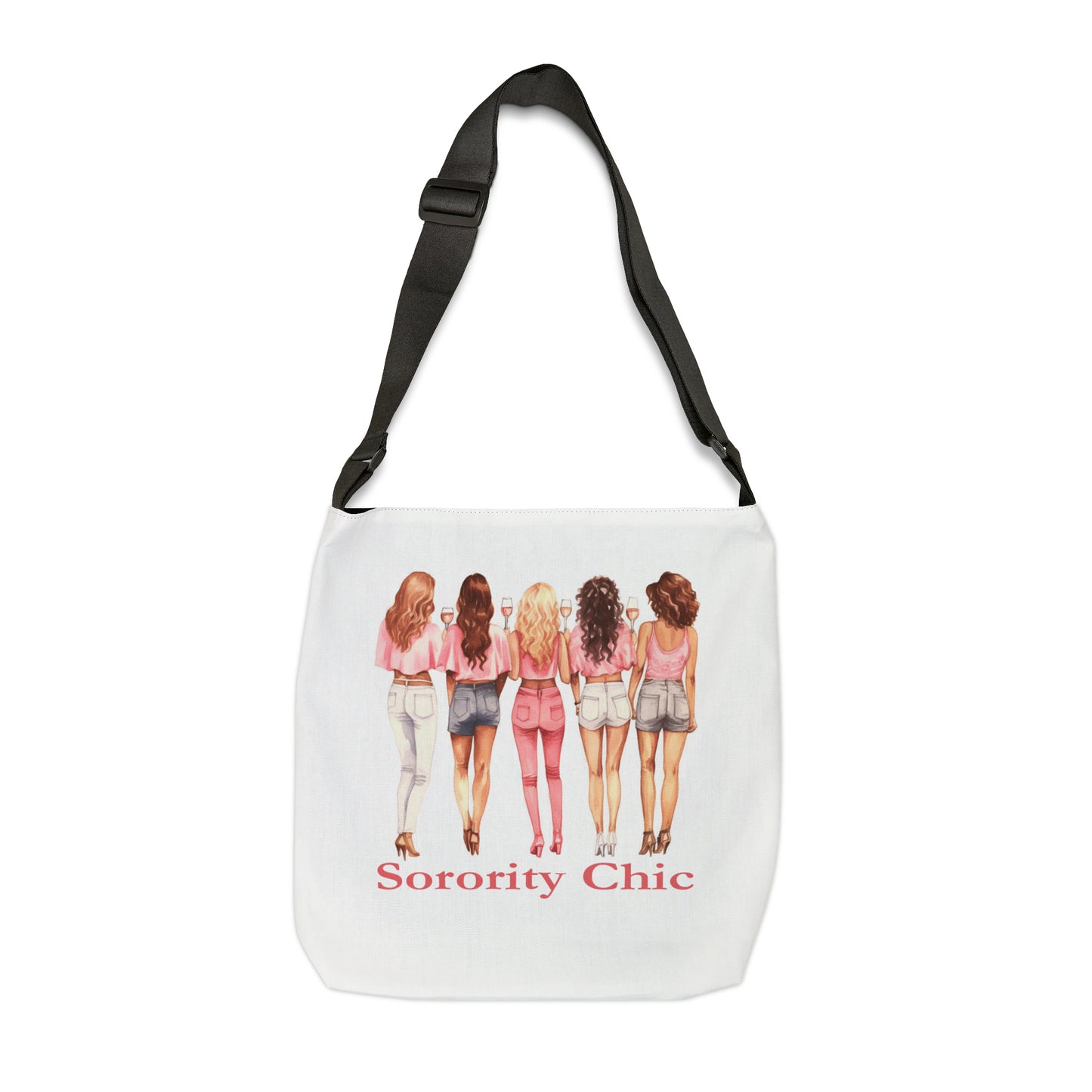 Sorority Chic Bachelorette Party Illustration - Women Toasting - Adjustable Tote Bag (AOP)