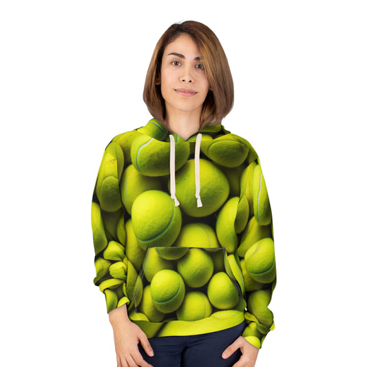 Tennis Ball Sport: Athlete Court Action, Rally & Serve - Unisex Pullover Hoodie (AOP)