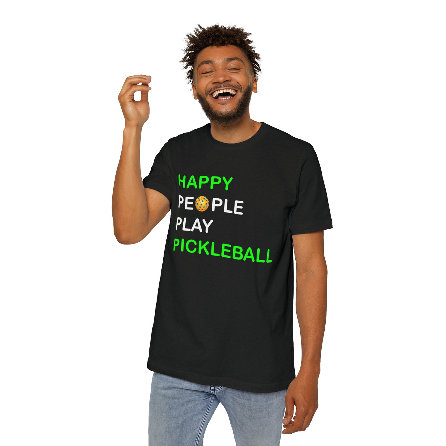 Happy People Play Pickleball Sport Game Graphic - Camiseta de manga corta unisex 