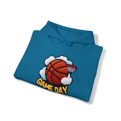 Game Day Basketball Chenille Patch Embroider Design - Unisex Heavy Blend™ Hooded Sweatshirt